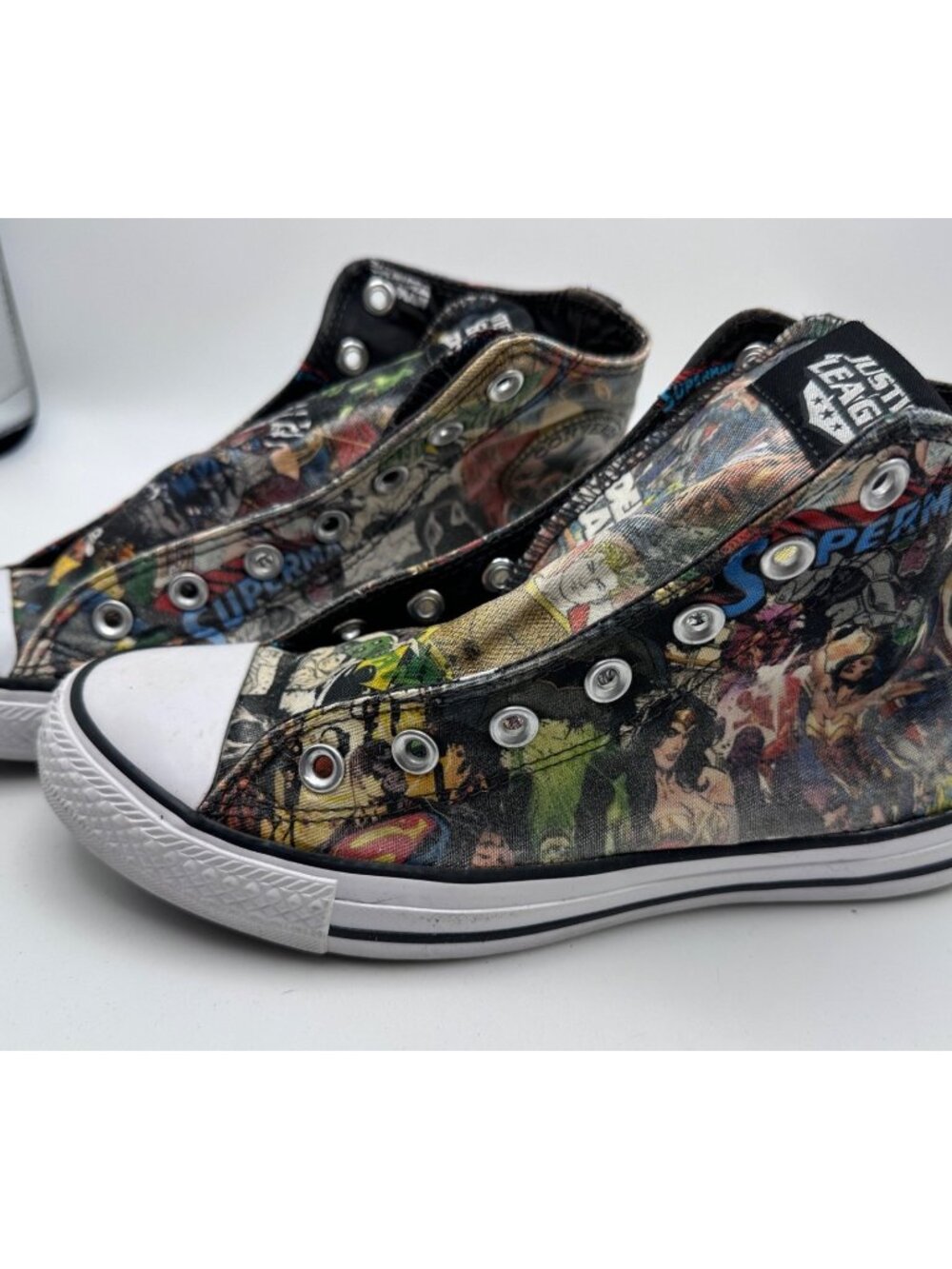 Justice League Converse All Star High-Top Sneakers Comic Print Size W 8 M 6